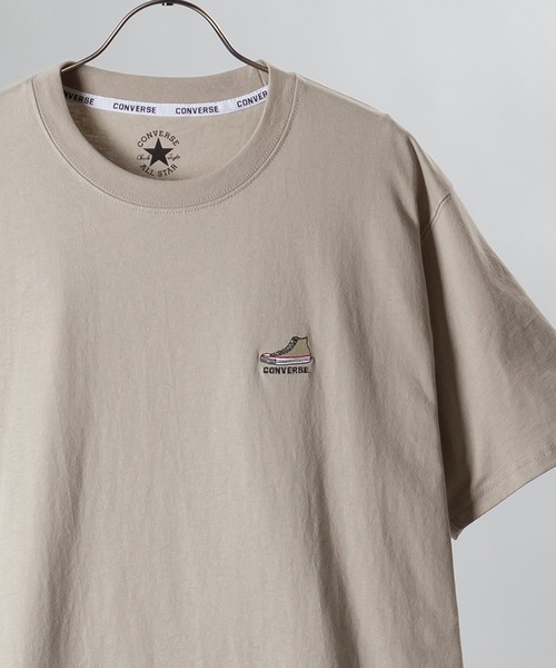 CONVERSE(コンバース)の「【CONVERSE/コンバース】ワンポイントシューズ 刺繍半袖Tシャツ(Tシャツ/カットソー・メンズ・ホワイト/グレイッシュブルー/ブラック/グレイッシュベージュ/ライトグリーン・XL/M/L)」の4枚目の写真