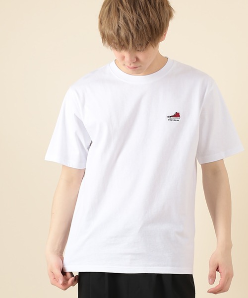 CONVERSE(コンバース)の「【CONVERSE/コンバース】ワンポイントシューズ 刺繍半袖Tシャツ(Tシャツ/カットソー・メンズ・ホワイト/グレイッシュブルー/ブラック/グレイッシュベージュ/ライトグリーン・XL/M/L)」の6枚目の写真