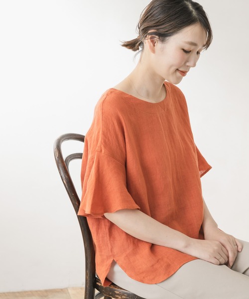 F by ROSSO（エフバイロッソ）の「F by ROSSO　リネンフレアスリーブブラウス（シャツ/ブラウス・レディース・ベージュ/オレンジ/ブルー/ブラック・FREE）」の4枚目の写真