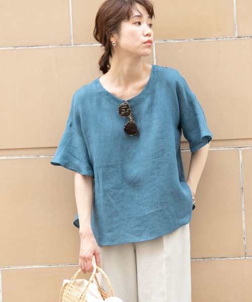 F by ROSSO（エフバイロッソ）の「F by ROSSO　リネンフレアスリーブブラウス（シャツ/ブラウス・レディース・ベージュ/オレンジ/ブルー/ブラック・FREE）」の3枚目の写真