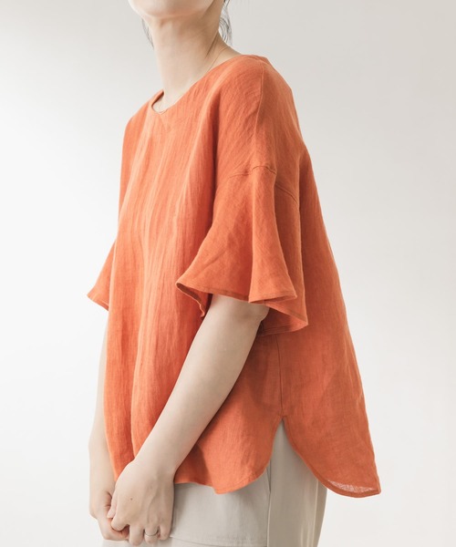 F by ROSSO（エフバイロッソ）の「F by ROSSO　リネンフレアスリーブブラウス（シャツ/ブラウス・レディース・ベージュ/オレンジ/ブルー/ブラック・FREE）」の14枚目の写真