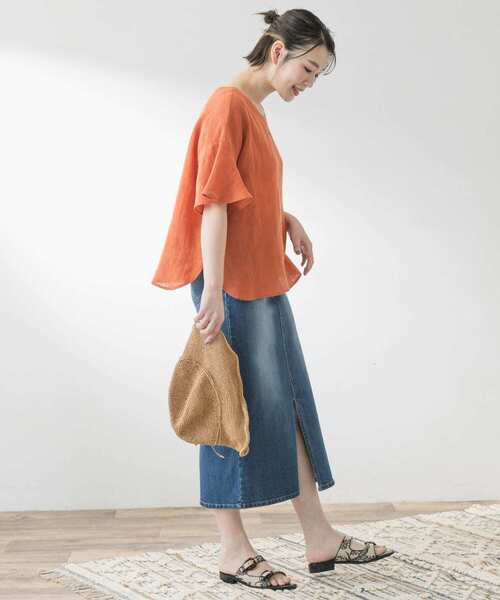 F by ROSSO（エフバイロッソ）の「F by ROSSO　リネンフレアスリーブブラウス（シャツ/ブラウス・レディース・ベージュ/オレンジ/ブルー/ブラック・FREE）」の21枚目の写真