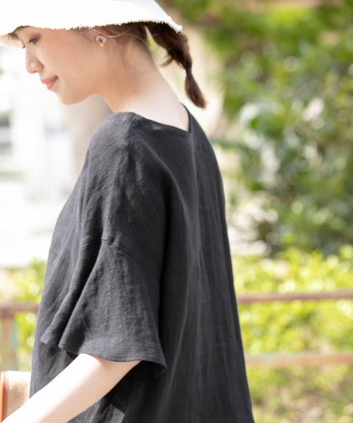 F by ROSSO（エフバイロッソ）の「F by ROSSO　リネンフレアスリーブブラウス（シャツ/ブラウス・レディース・ベージュ/オレンジ/ブルー/ブラック・FREE）」の8枚目の写真