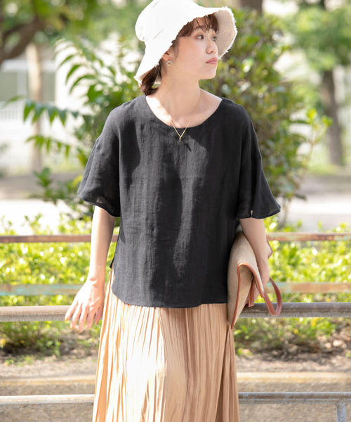 F by ROSSO（エフバイロッソ）の「F by ROSSO　リネンフレアスリーブブラウス（シャツ/ブラウス・レディース・ベージュ/オレンジ/ブルー/ブラック・FREE）」の10枚目の写真