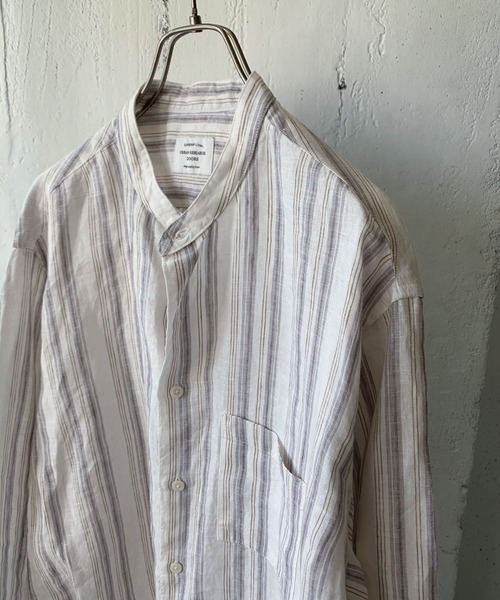 URBAN RESEARCH DOORS（アーバンリサーチドアーズ）の「リネンバンドカラー8分袖シャツ（シャツ/ブラウス・メンズ・アイボリー/ベージュ系その他/ミント/ホワイト系その他/パープル/ブラウン系その他・40/38）」の2枚目の写真