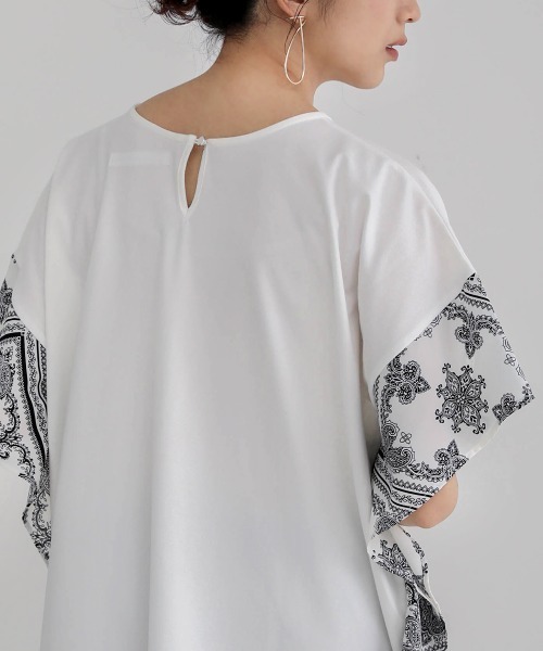 Bou Jeloud（ブージュルード）の「異素材スリーブオーバーチュニック（Tシャツ/カットソー・レディース・ホワイト系その他/オフホワイト/ブラック系その他/ブラウン・FREE）」の11枚目の写真