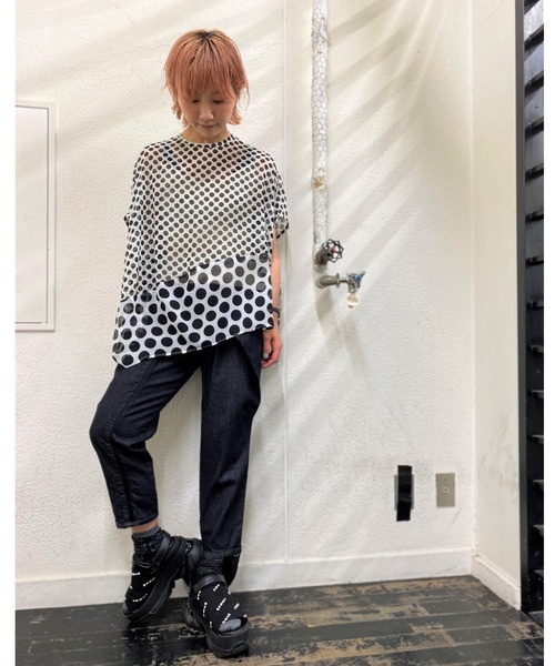 gomme ドットミックス 切替ドロップショルダーブラウス gomme ドットミックス 切替ドロップショルダーブラウス gomme ドット