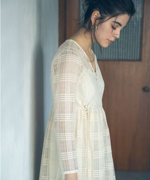 kaene（カエン）の「チェックレースカシュクールワンピース（ワンピース・レディース・ブラック/アイボリー・FREE）」の14枚目の写真
