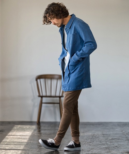 Magine（マージン）の「mj7938-STRETCH DENIM MIDDLE LENGTH COAT コート（ステンカラーコート・メンズ・インディゴブルー/ダークインディゴブルー・48/44/46）」の8枚目の写真