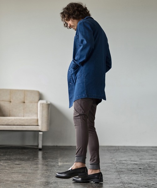 Magine（マージン）の「mj7938-STRETCH DENIM MIDDLE LENGTH COAT コート（ステンカラーコート・メンズ・インディゴブルー/ダークインディゴブルー・48/44/46）」の12枚目の写真