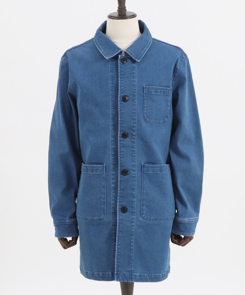 Magine（マージン）の「mj7938-STRETCH DENIM MIDDLE LENGTH COAT コート（ステンカラーコート・メンズ・インディゴブルー/ダークインディゴブルー・48/44/46）」の14枚目の写真