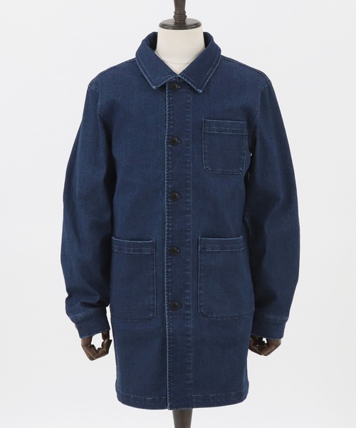 Magine（マージン）の「mj7938-STRETCH DENIM MIDDLE LENGTH COAT コート（ステンカラーコート・メンズ・インディゴブルー/ダークインディゴブルー・48/44/46）」の16枚目の写真