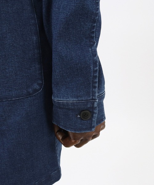 Magine（マージン）の「mj7938-STRETCH DENIM MIDDLE LENGTH COAT コート（ステンカラーコート・メンズ・インディゴブルー/ダークインディゴブルー・48/44/46）」の19枚目の写真