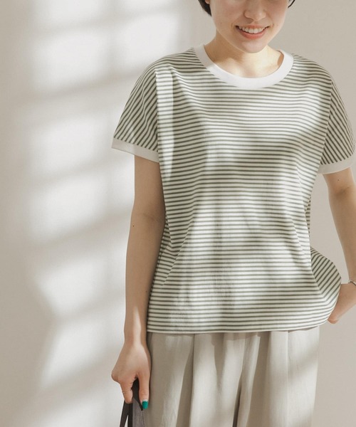 FORK&SPOON（フォークアンドスプーン）の「FORK&SPOON　ボーダーワイドTシャツ（Tシャツ/カットソー・レディース・ホワイト系その他/ブラック系その他/ブラウン系その他/グリーン系その他・ONE）」の4枚目の写真