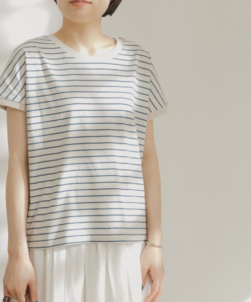 FORK&SPOON（フォークアンドスプーン）の「FORK&SPOON　ボーダーワイドTシャツ（Tシャツ/カットソー・レディース・ホワイト系その他/ブラック系その他/ブラウン系その他/グリーン系その他・ONE）」の5枚目の写真