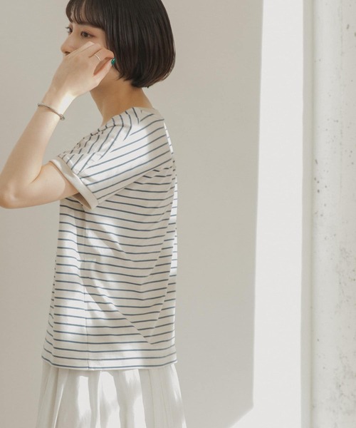 FORK&SPOON（フォークアンドスプーン）の「FORK&SPOON　ボーダーワイドTシャツ（Tシャツ/カットソー・レディース・ホワイト系その他/ブラック系その他/ブラウン系その他/グリーン系その他・ONE）」の8枚目の写真