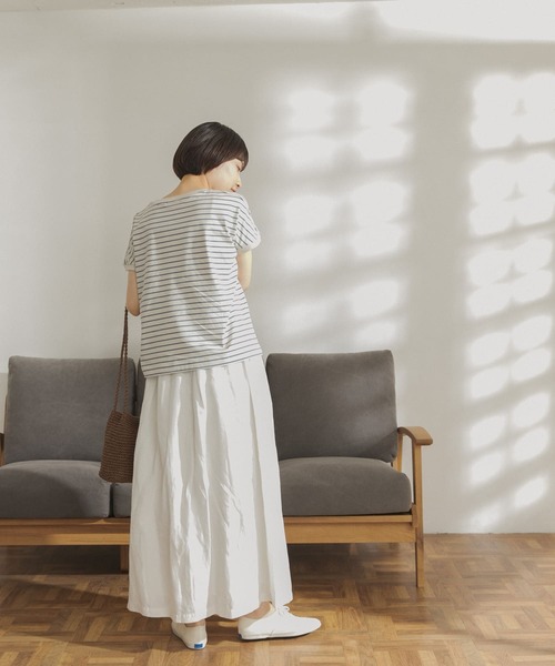 FORK&SPOON（フォークアンドスプーン）の「FORK&SPOON　ボーダーワイドTシャツ（Tシャツ/カットソー・レディース・ホワイト系その他/ブラック系その他/ブラウン系その他/グリーン系その他・ONE）」の10枚目の写真