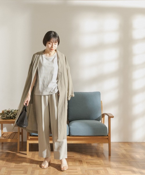 FORK&SPOON（フォークアンドスプーン）の「FORK&SPOON　ボーダーワイドTシャツ（Tシャツ/カットソー・レディース・ホワイト系その他/ブラック系その他/ブラウン系その他/グリーン系その他・ONE）」の18枚目の写真