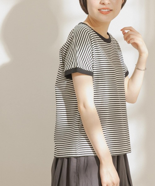 FORK&SPOON（フォークアンドスプーン）の「FORK&SPOON　ボーダーワイドTシャツ（Tシャツ/カットソー・レディース・ホワイト系その他/ブラック系その他/ブラウン系その他/グリーン系その他・ONE）」の19枚目の写真