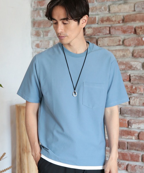 UNION STATION（ユニオンステーション）の「フェイクレイヤードポケットTシャツ[接触冷感]（Tシャツ/カットソー・メンズ・ホワイト/ライトブルー/ブラック/ライトグリーン/ブルー/グレー系その他・LL/3L/L/M/S）」の5枚目の写真
