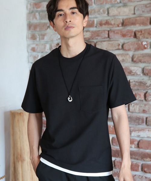 UNION STATION（ユニオンステーション）の「フェイクレイヤードポケットTシャツ[接触冷感]（Tシャツ/カットソー・メンズ・ホワイト/ライトブルー/ブラック/ライトグリーン/ブルー/グレー系その他・LL/3L/L/M/S）」の3枚目の写真