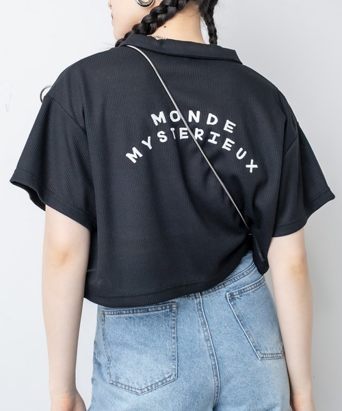 RASVOA（ラスボア）の「ワッフルショートポロシャツ（ポロシャツ・レディース・グリーン/ブルー/オフホワイト/ブラック・FREE）」の2枚目の写真