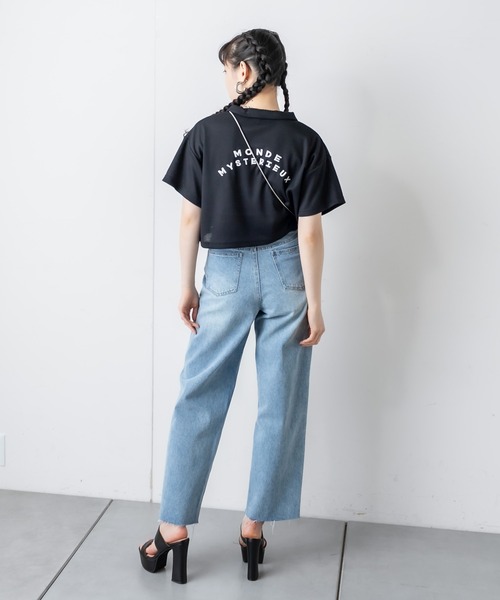 RASVOA（ラスボア）の「ワッフルショートポロシャツ（ポロシャツ・レディース・グリーン/ブルー/オフホワイト/ブラック・FREE）」の7枚目の写真