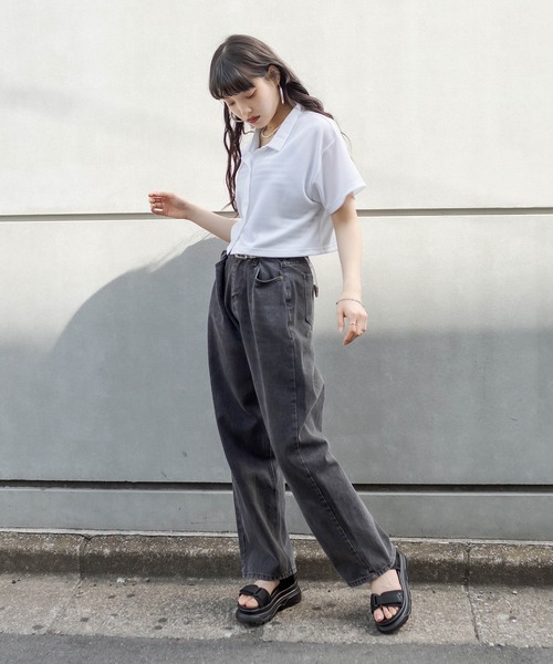 RASVOA（ラスボア）の「ワッフルショートポロシャツ（ポロシャツ・レディース・グリーン/ブルー/オフホワイト/ブラック・FREE）」の9枚目の写真