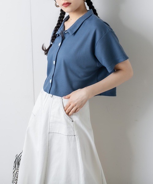 RASVOA（ラスボア）の「ワッフルショートポロシャツ（ポロシャツ・レディース・グリーン/ブルー/オフホワイト/ブラック・FREE）」の12枚目の写真