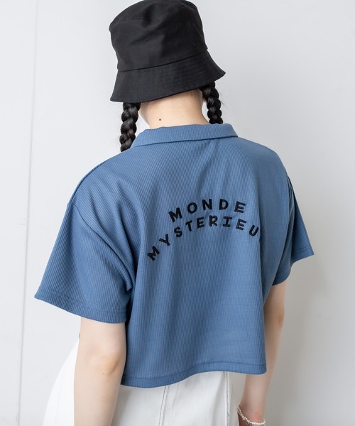 RASVOA（ラスボア）の「ワッフルショートポロシャツ（ポロシャツ・レディース・グリーン/ブルー/オフホワイト/ブラック・FREE）」の13枚目の写真