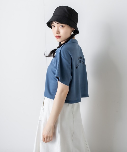 RASVOA（ラスボア）の「ワッフルショートポロシャツ（ポロシャツ・レディース・グリーン/ブルー/オフホワイト/ブラック・FREE）」の14枚目の写真