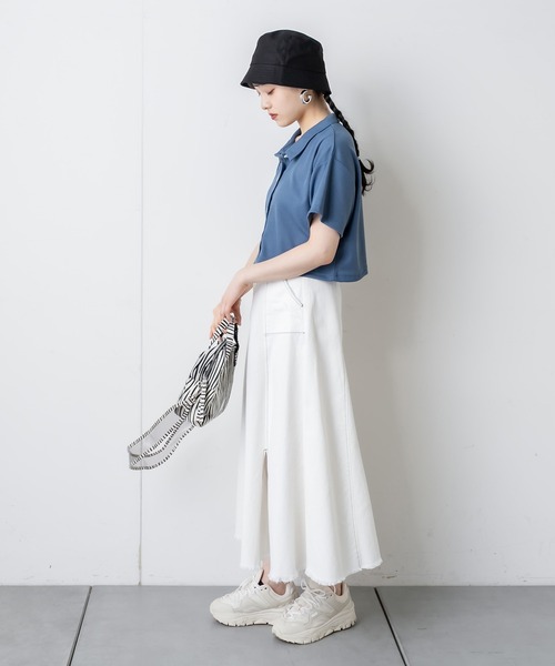 RASVOA（ラスボア）の「ワッフルショートポロシャツ（ポロシャツ・レディース・グリーン/ブルー/オフホワイト/ブラック・FREE）」の15枚目の写真