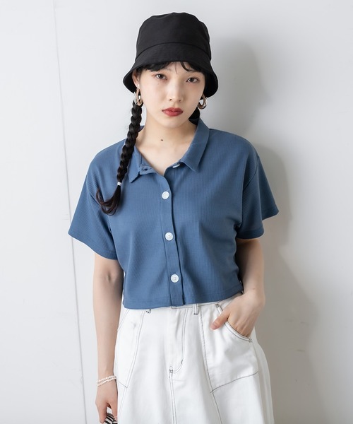 RASVOA（ラスボア）の「ワッフルショートポロシャツ（ポロシャツ・レディース・グリーン/ブルー/オフホワイト/ブラック・FREE）」の11枚目の写真