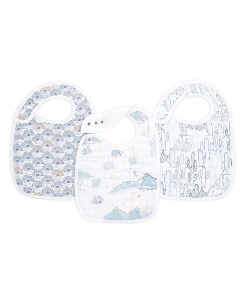 aden + anais （エイデンアンドアネイ）の「スナップビブ 3枚入り（スタイ/よだれかけ・キッズ・ホワイト×パープル/ライトグリーン/サックスブルー/ライトピンク/ホワイト×グレー/セージグリーン/ブルー・FREE）」の3枚目の写真