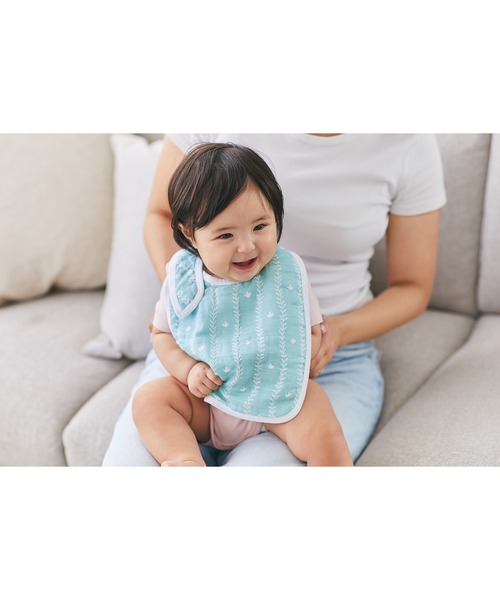 aden + anais （エイデンアンドアネイ）の「スナップビブ 3枚入り（スタイ/よだれかけ・キッズ・ホワイト×パープル/ライトグリーン/サックスブルー/ライトピンク/ホワイト×グレー/セージグリーン/ブルー・FREE）」の17枚目の写真
