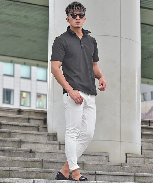 SOMEDIFF（サムディフ）の「【SOMEDIFF】バックオーロラロゴ半袖ポロシャツ（ポロシャツ・メンズ・ブラック/ホワイト・XXL/XL/L/M）」の14枚目の写真