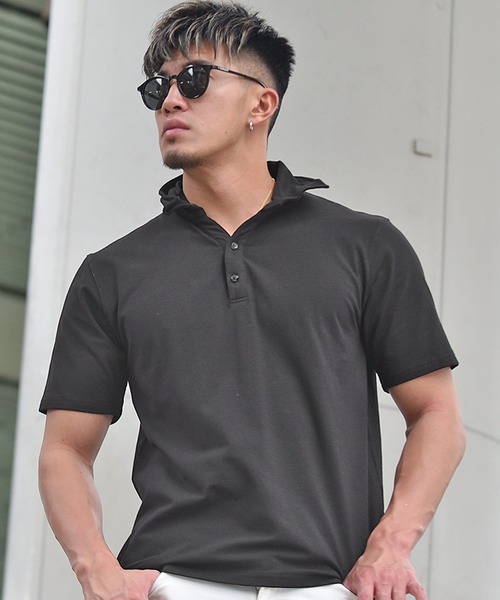 SOMEDIFF（サムディフ）の「【SOMEDIFF】バックオーロラロゴ半袖ポロシャツ（ポロシャツ・メンズ・ブラック/ホワイト・XXL/XL/L/M）」の3枚目の写真