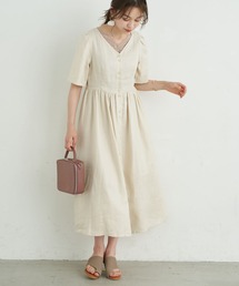 【WEB限定】Vネックギャザーワンピース *