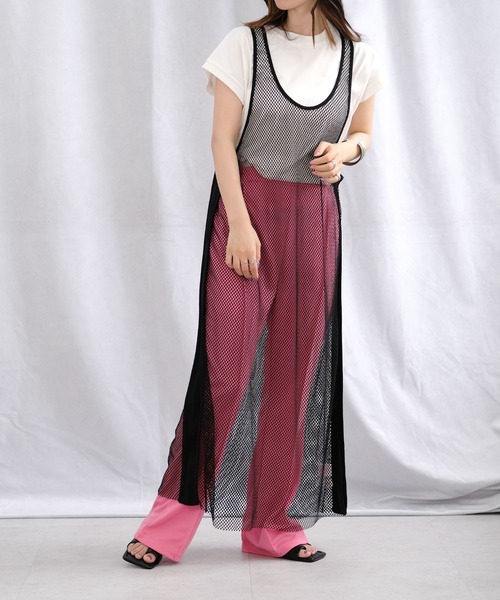 ＡＮＤＪ（アンドジェイ）の「異素材切替メッシュタンクワンピース（ワンピース・レディース・ベージュ系その他/グリーン/ブラック・M）」の18枚目の写真