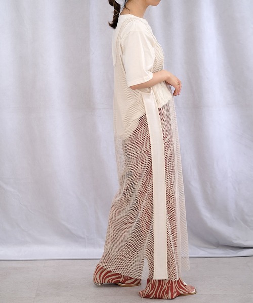 ＡＮＤＪ（アンドジェイ）の「異素材切替メッシュタンクワンピース（ワンピース・レディース・ベージュ系その他/グリーン/ブラック・M）」の5枚目の写真