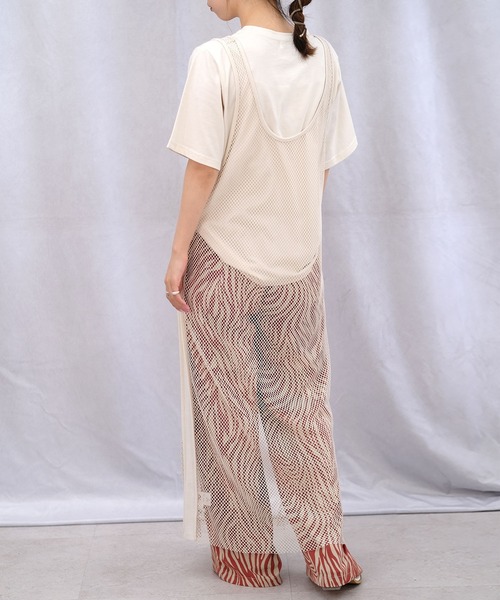 ＡＮＤＪ（アンドジェイ）の「異素材切替メッシュタンクワンピース（ワンピース・レディース・ベージュ系その他/グリーン/ブラック・M）」の7枚目の写真