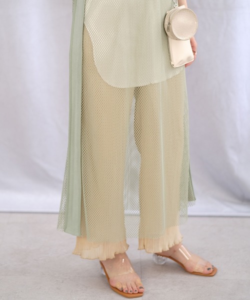 ＡＮＤＪ（アンドジェイ）の「異素材切替メッシュタンクワンピース（ワンピース・レディース・ベージュ系その他/グリーン/ブラック・M）」の13枚目の写真