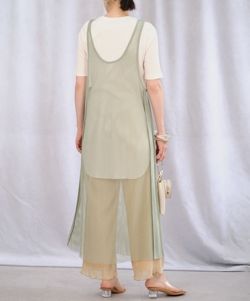 ＡＮＤＪ（アンドジェイ）の「異素材切替メッシュタンクワンピース（ワンピース・レディース・ベージュ系その他/グリーン/ブラック・M）」の15枚目の写真