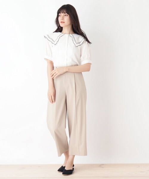 Cutie Blonde（キューティーブロンド）の「◆【S-L】BIGカラー楊柳ブラウス（シャツ/ブラウス・レディース・ブラック/オフホワイト/ナチュラル・01/02/03）」の5枚目の写真