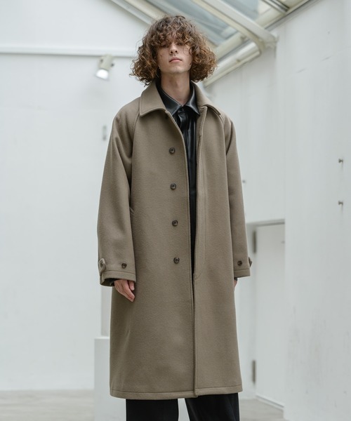 Alcindor Materials（アルシンダーマテリアルズ）の「super140's lamb wool balmacaan coat/スーパー１４０’ｓラムウールバルマカーンコート（その他アウター・メンズ・ブラック/グレイッシュベージュ・MEDIUM/LARGE）」の18枚目の写真