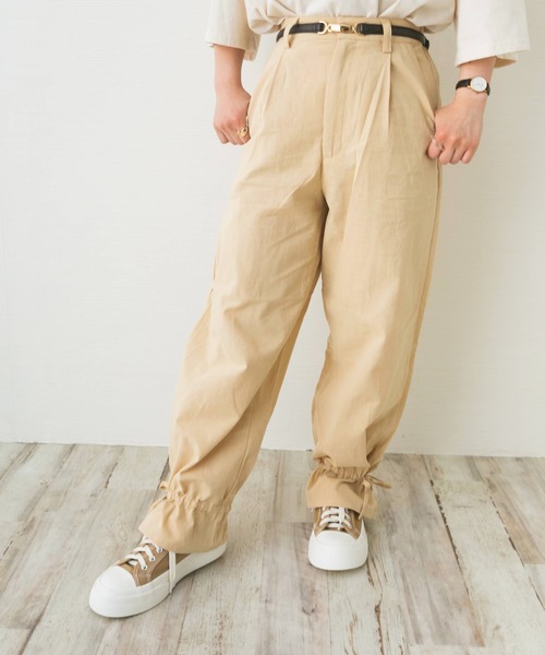 nemne store(ネンネストア)の「リボンを結ぶ裾絞りサーカスパンツ(その他パンツ・レディース・ベージュ/アイボリー/ミント・S/M)」の2枚目の写真