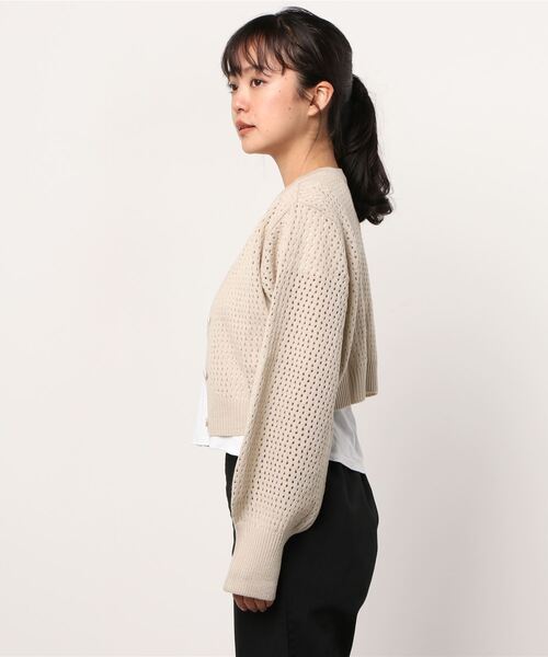 WEGO（ウィゴー）の「WEGO/メッシュ編みコンパクトカーディガン（カーディガン/ボレロ・レディース・オレンジ/ベージュ/グリーン/ブラック・FREE）」の5枚目の写真