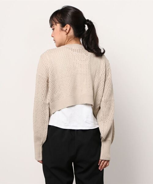 WEGO（ウィゴー）の「WEGO/メッシュ編みコンパクトカーディガン（カーディガン/ボレロ・レディース・オレンジ/ベージュ/グリーン/ブラック・FREE）」の6枚目の写真