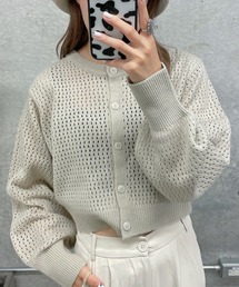 WEGO/メッシュ編みコンパクトカーディガン