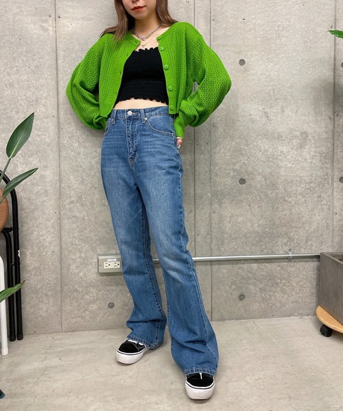 WEGO（ウィゴー）の「WEGO/メッシュ編みコンパクトカーディガン（カーディガン/ボレロ・レディース・オレンジ/ベージュ/グリーン/ブラック・FREE）」の16枚目の写真